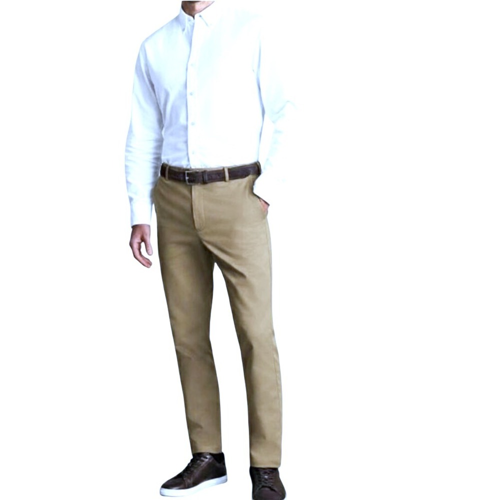 Charles Tyrwhitt Slim Fit Cotton Blend Dark Khaki Green Mens Pants 38 x 34.‎